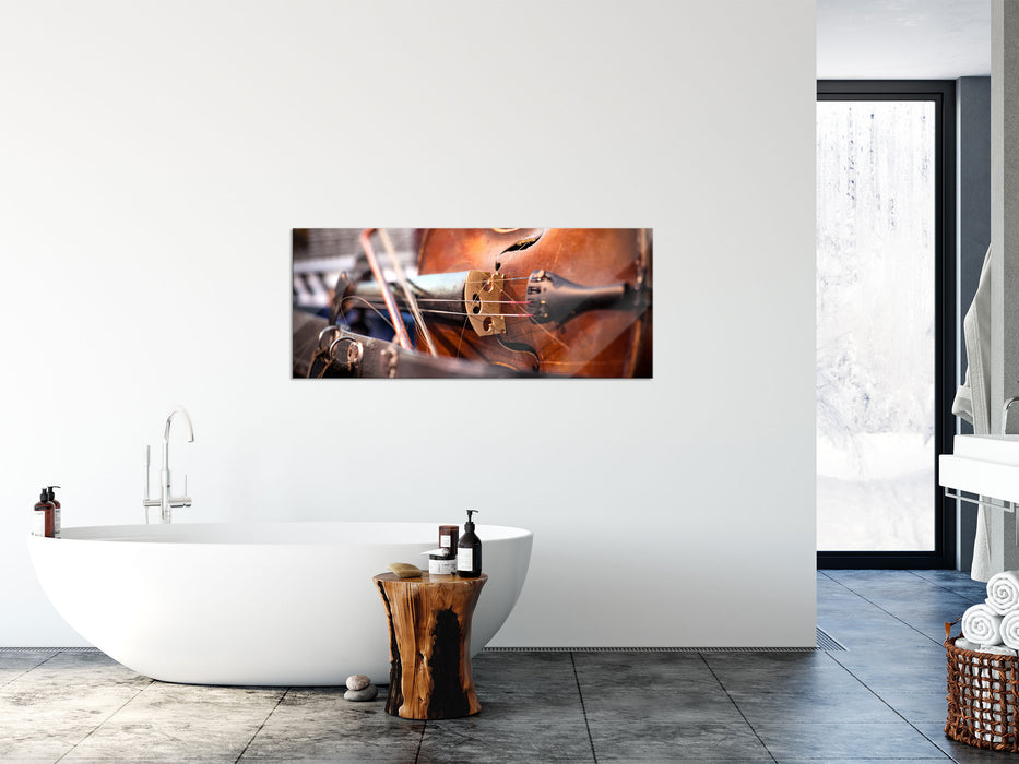 Alte Violine, Glasbild Panorama