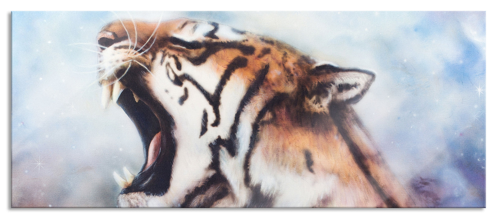 Pixxprint Gemälde eines Tigers, Glasbild Panorama