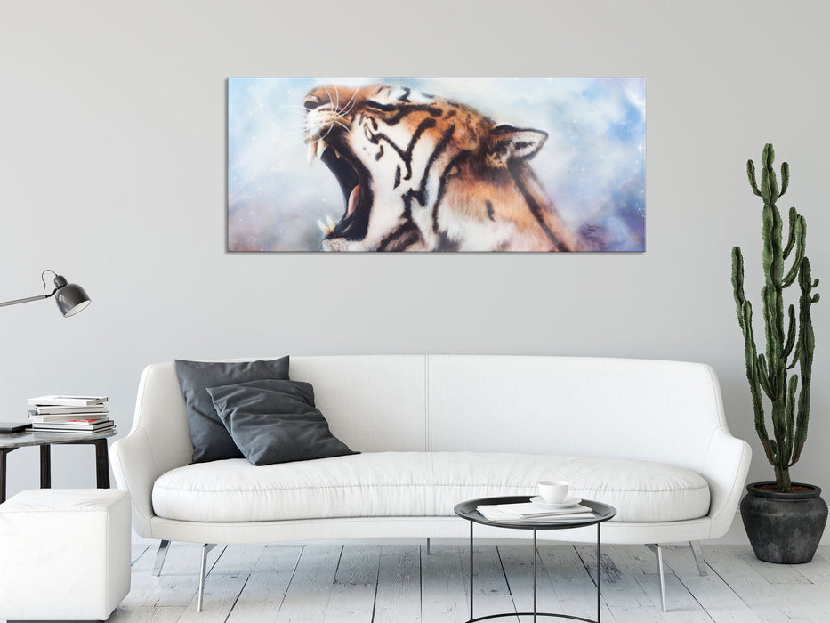 Gemälde eines Tigers, Glasbild Panorama