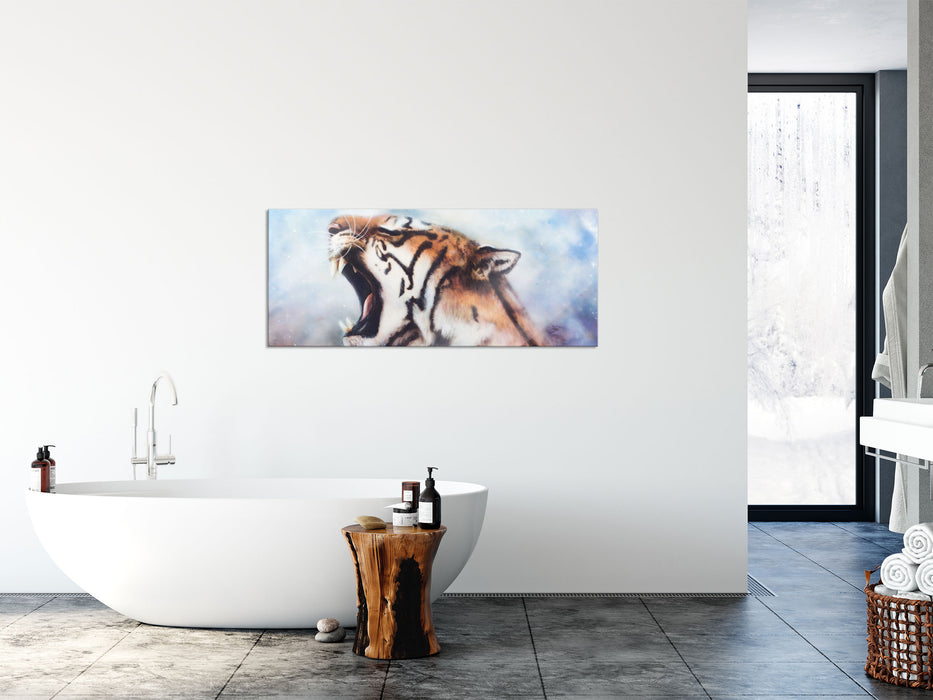 Gemälde eines Tigers, Glasbild Panorama