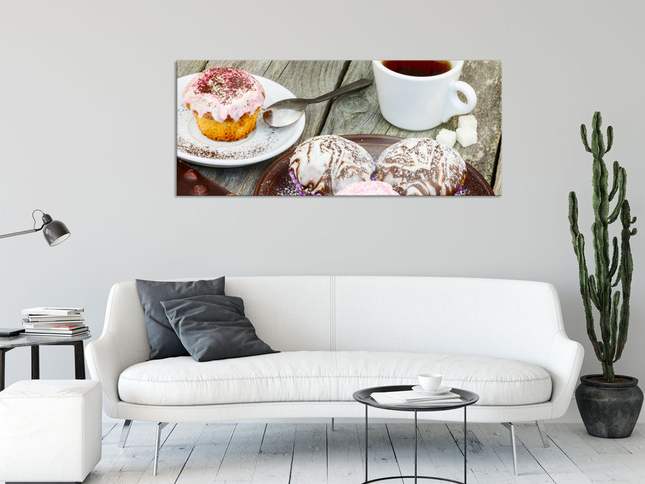 Köstliche Cupcakes, Glasbild Panorama