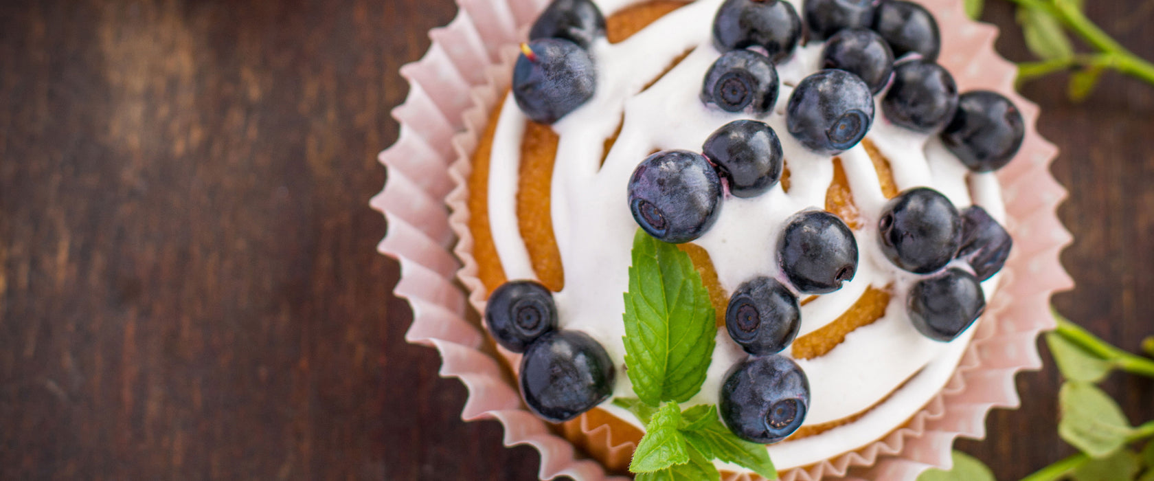 Heidelbeercupcake, Glasbild Panorama
