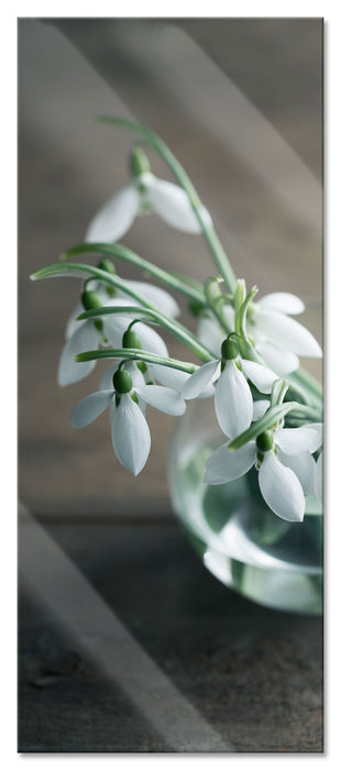 Pixxprint Schneeglöckchen in der Vase, Glasbild Panorama