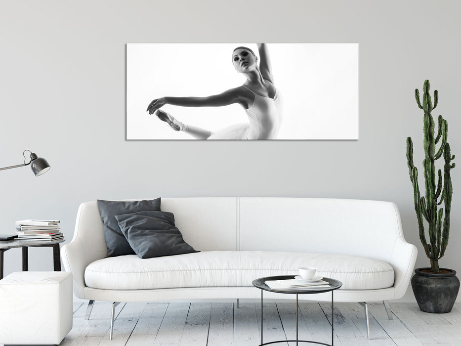 Ästhetische Ballerina, Glasbild Panorama