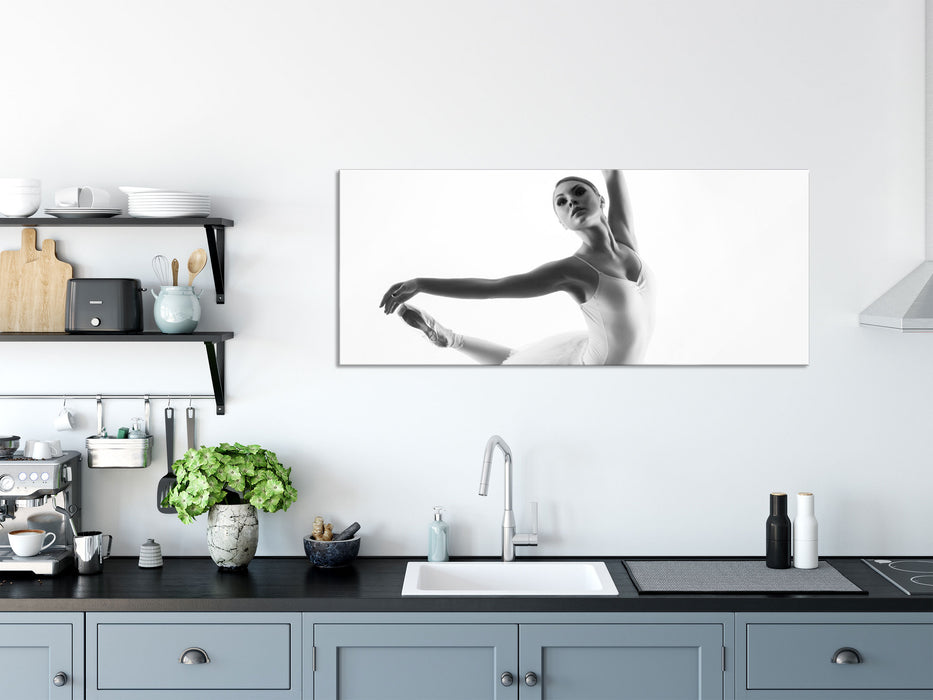 Ästhetische Ballerina, Glasbild Panorama