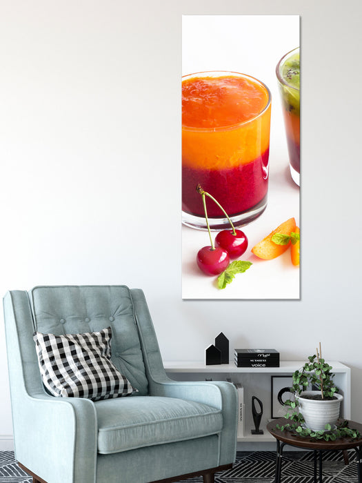 Gesunde Fruchtsmoothies, Glasbild Panorama