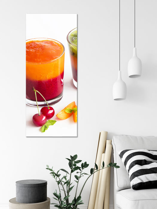 Gesunde Fruchtsmoothies, Glasbild Panorama