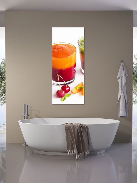 Gesunde Fruchtsmoothies, Glasbild Panorama
