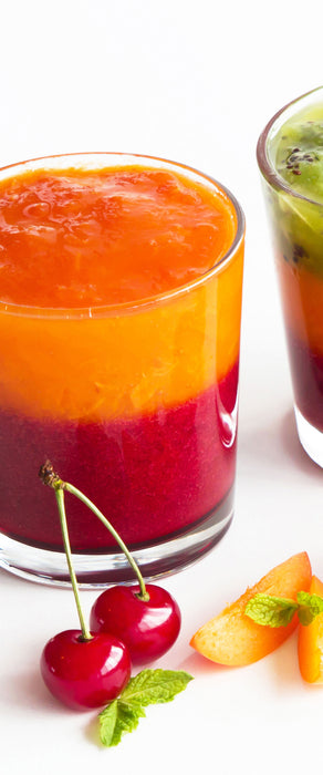 Gesunde Fruchtsmoothies, Glasbild Panorama