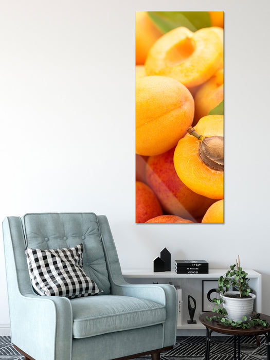 Frische Aprikosen, Glasbild Panorama