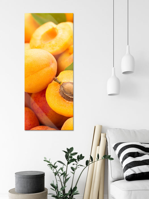 Frische Aprikosen, Glasbild Panorama