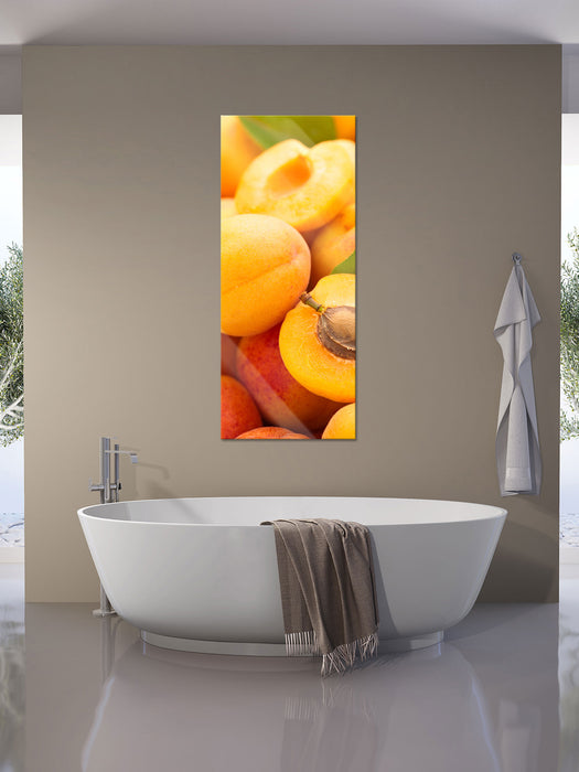 Frische Aprikosen, Glasbild Panorama