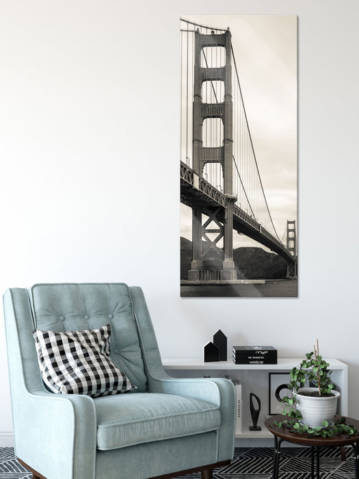 Blick auf Brücke in San Francisco, Glasbild Panorama