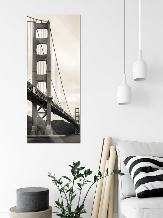 Blick auf Brücke in San Francisco, Glasbild Panorama
