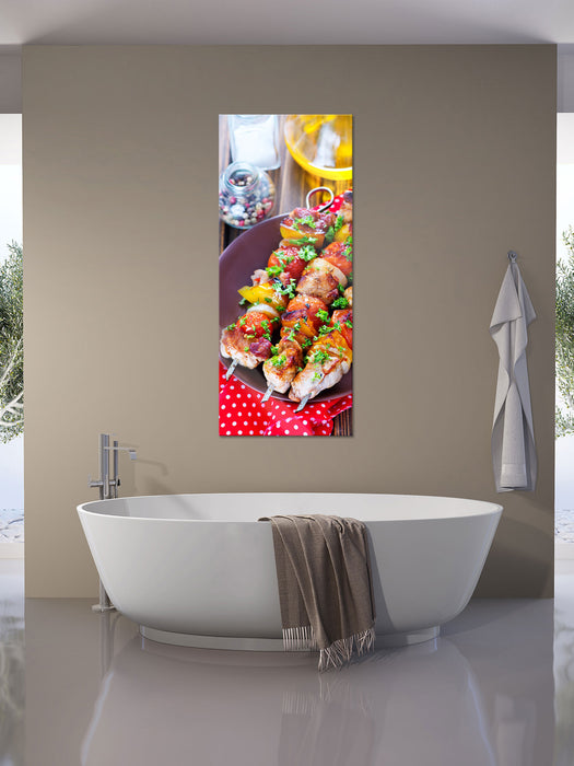 Köstlicher Schaschlyk Spieß, Glasbild Panorama