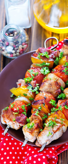 Köstlicher Schaschlyk Spieß, Glasbild Panorama