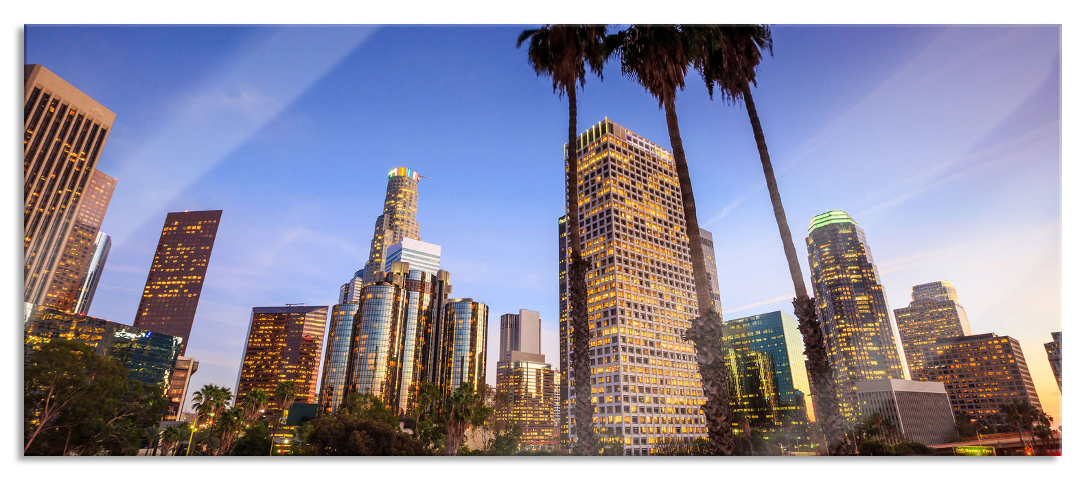Schöner Blick auf LA, Glasbild Panorama
