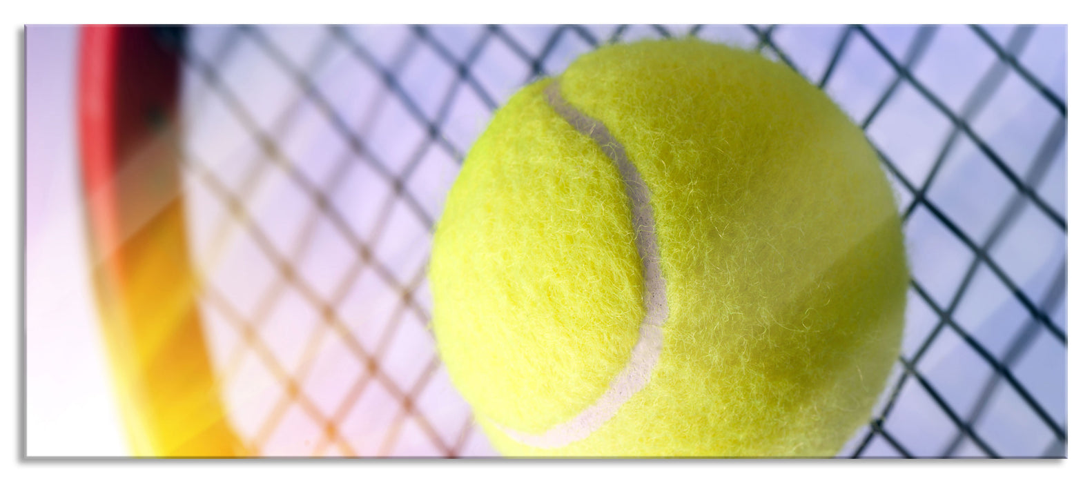 Tennisschläger Tennisball, Glasbild Panorama