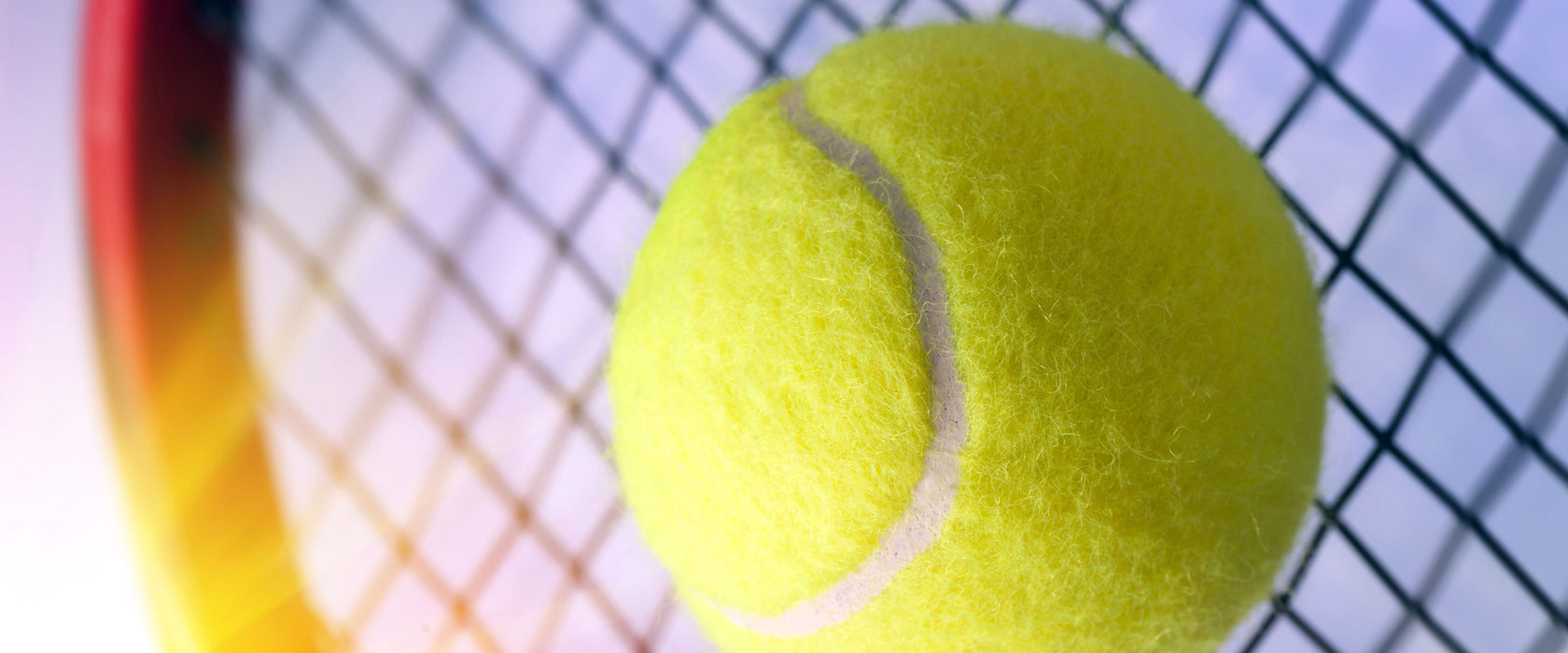 Tennisschläger Tennisball, Glasbild Panorama