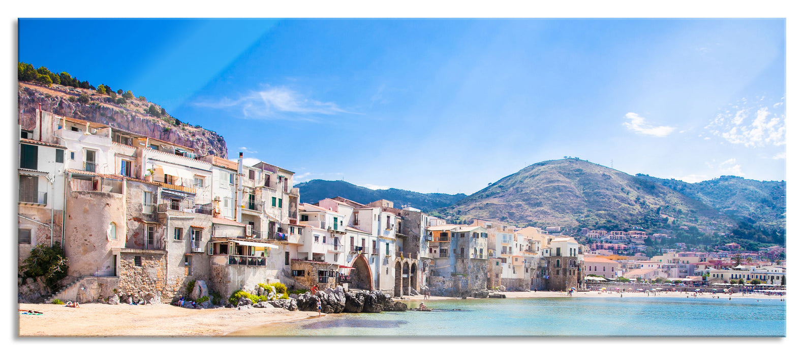 Pixxprint Wundervoller Blick auf Cefalu, Glasbild Panorama