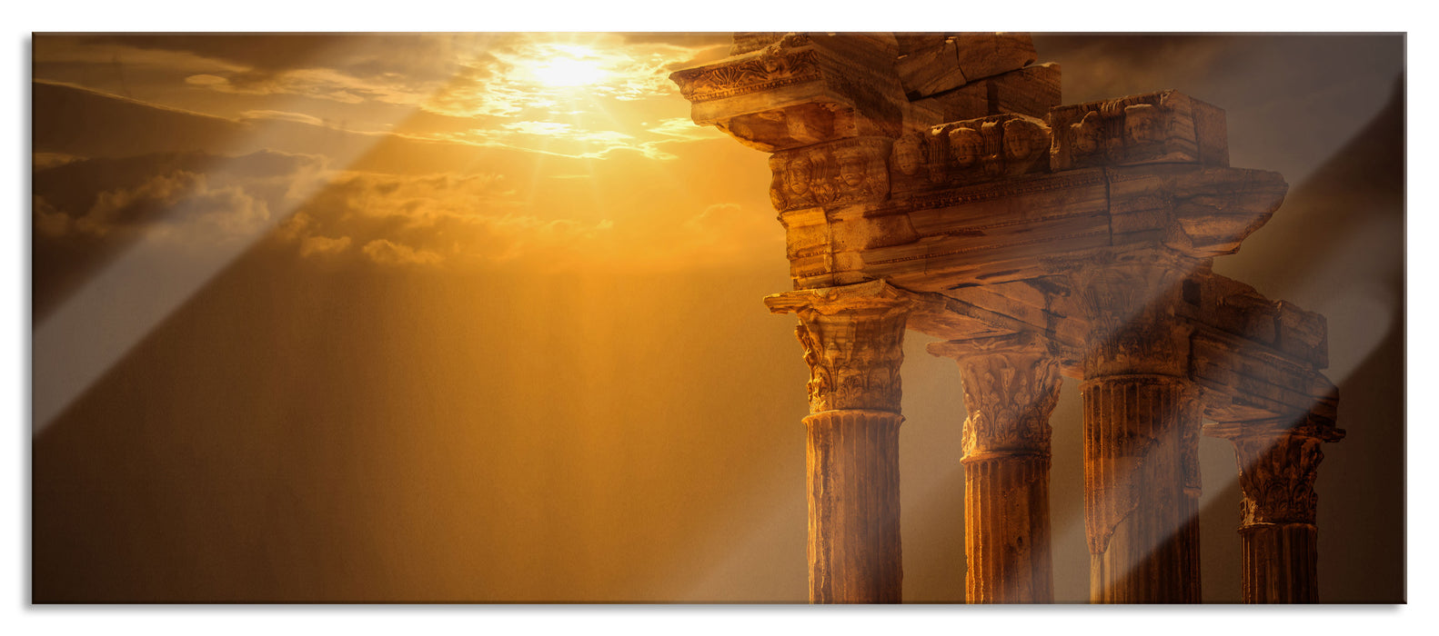 Pixxprint Antiker Apollontempel, Glasbild Panorama