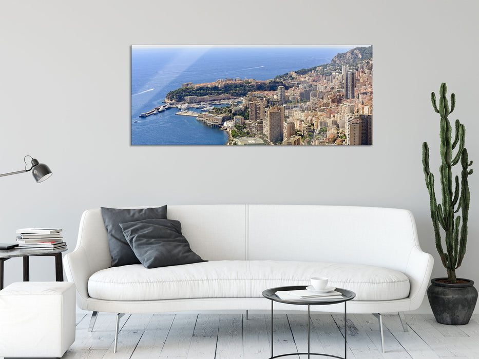 Blick auf das Monte Carlo, Glasbild Panorama