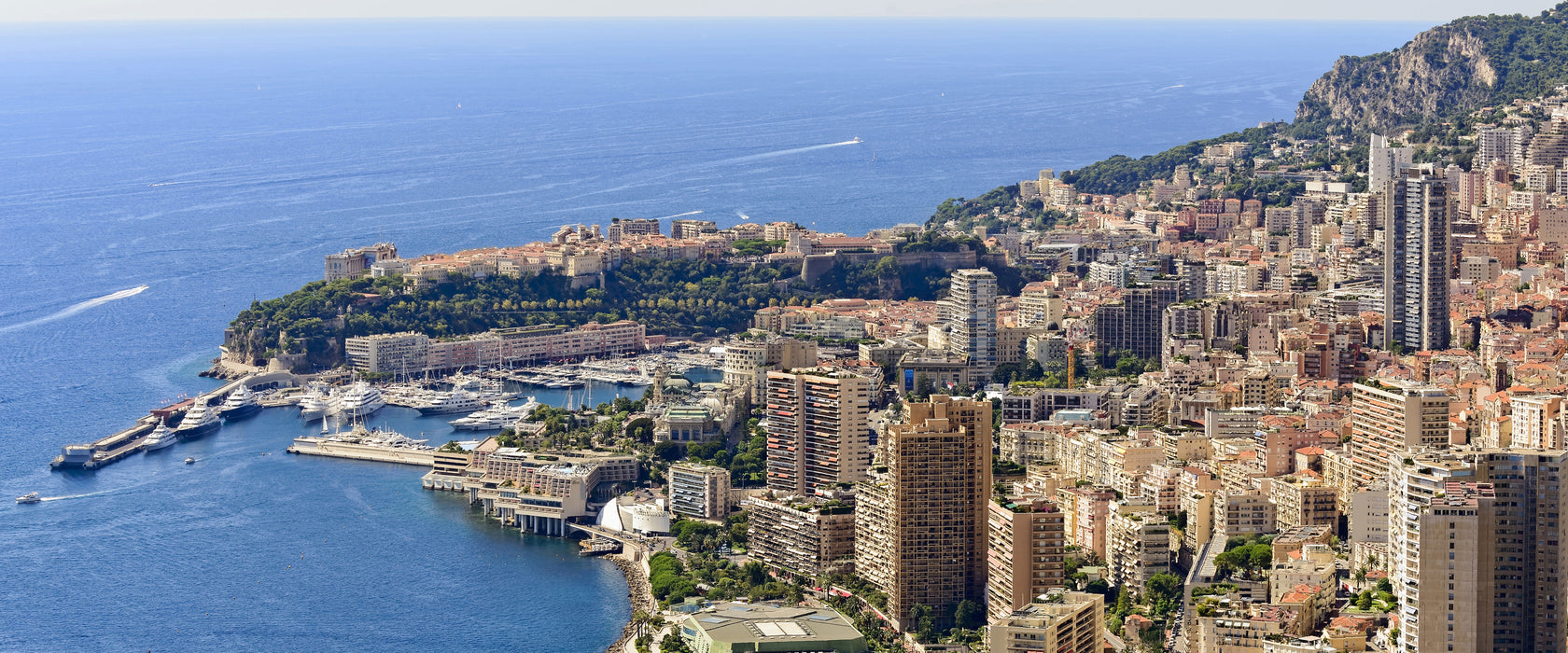 Blick auf das Monte Carlo, Glasbild Panorama