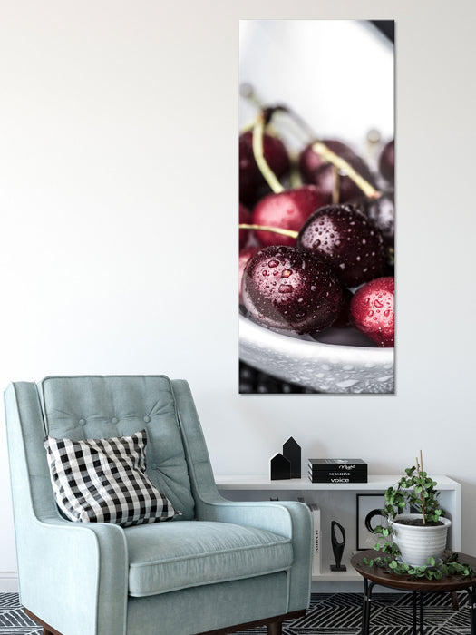 Frische Kirschen in Schlüssel, Glasbild Panorama