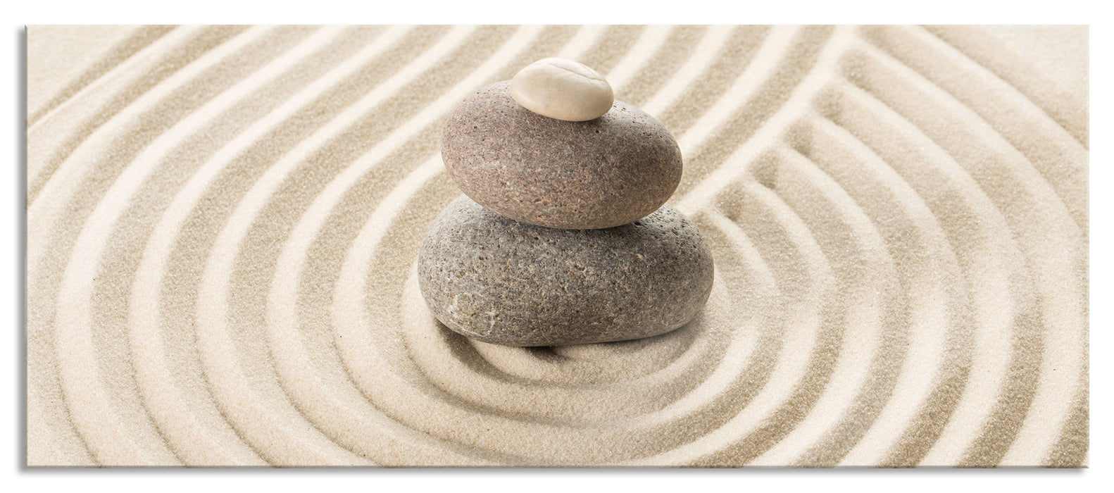 Pixxprint Steinmuster im Sand, Glasbild Panorama