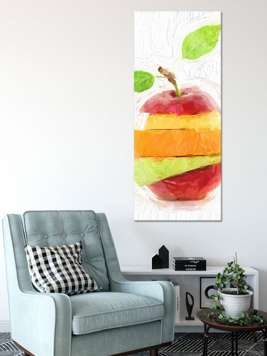Mixed Fruit - Apple Orange Lime, Glasbild Panorama