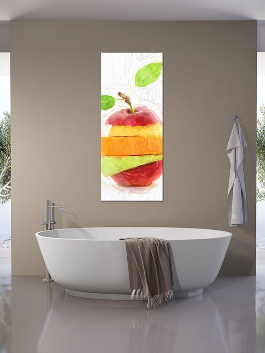 Mixed Fruit - Apple Orange Lime, Glasbild Panorama