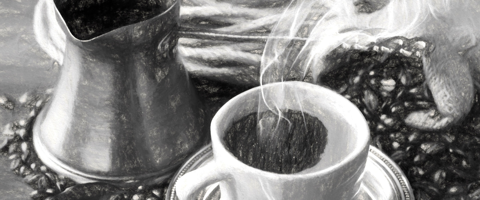 heißer Kaffee, Glasbild Panorama