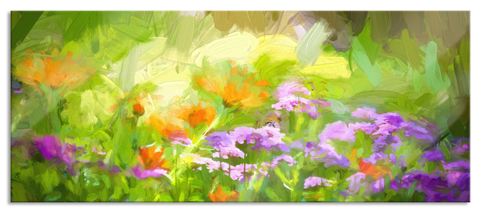 Pixxprint Blumenwiese, Glasbild Panorama