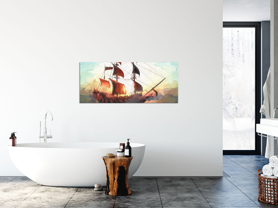 Segelschiff, Glasbild Panorama