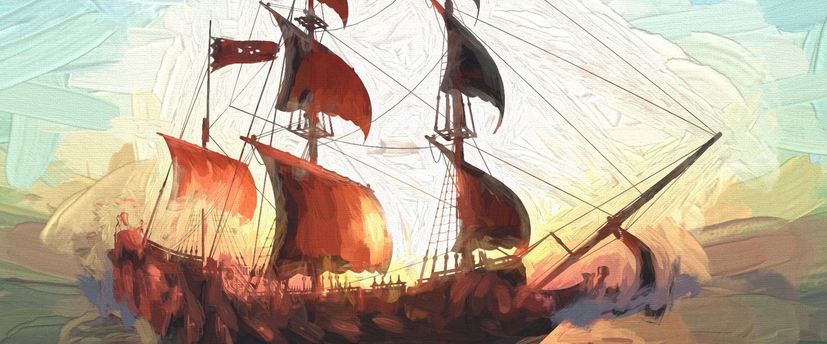 Segelschiff, Glasbild Panorama