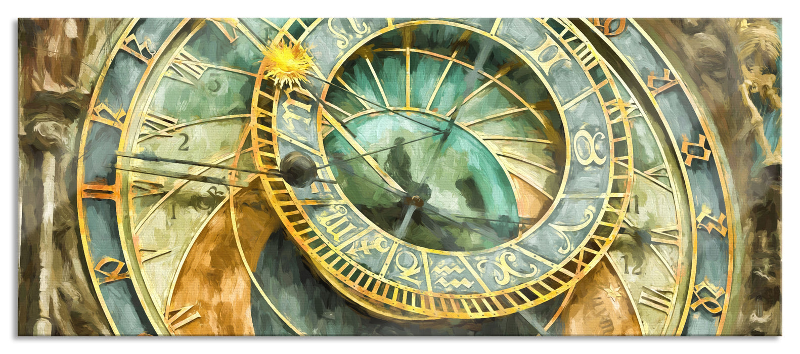 Pixxprint Prager Rathausuhr, Glasbild Panorama