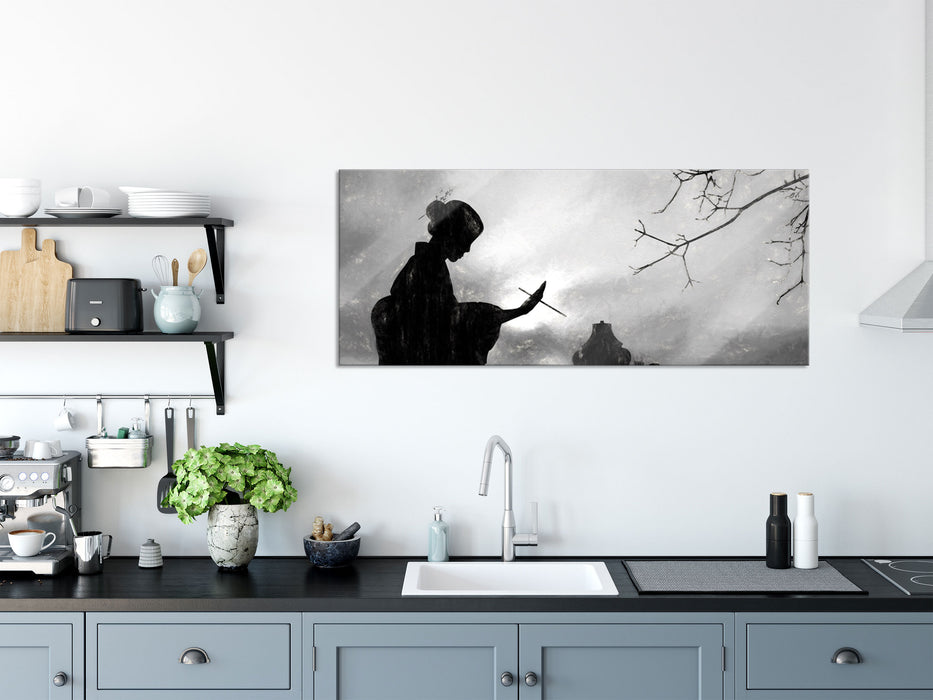 Geisha, Glasbild Panorama