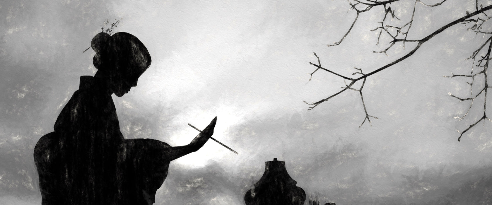 Geisha, Glasbild Panorama