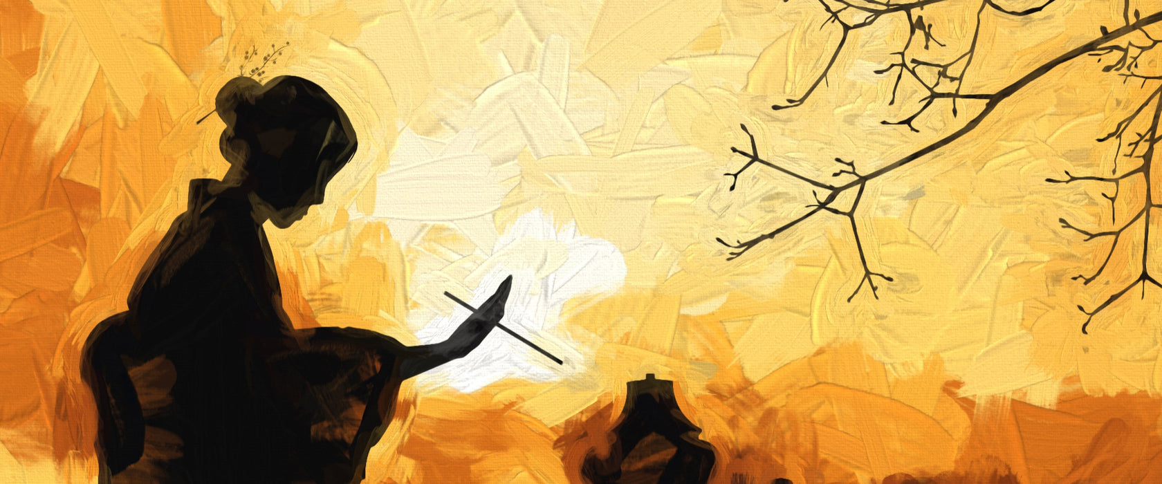 Geisha, Glasbild Panorama