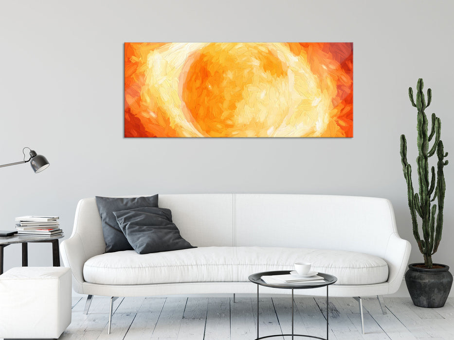 Sonne Feuerball, Glasbild Panorama