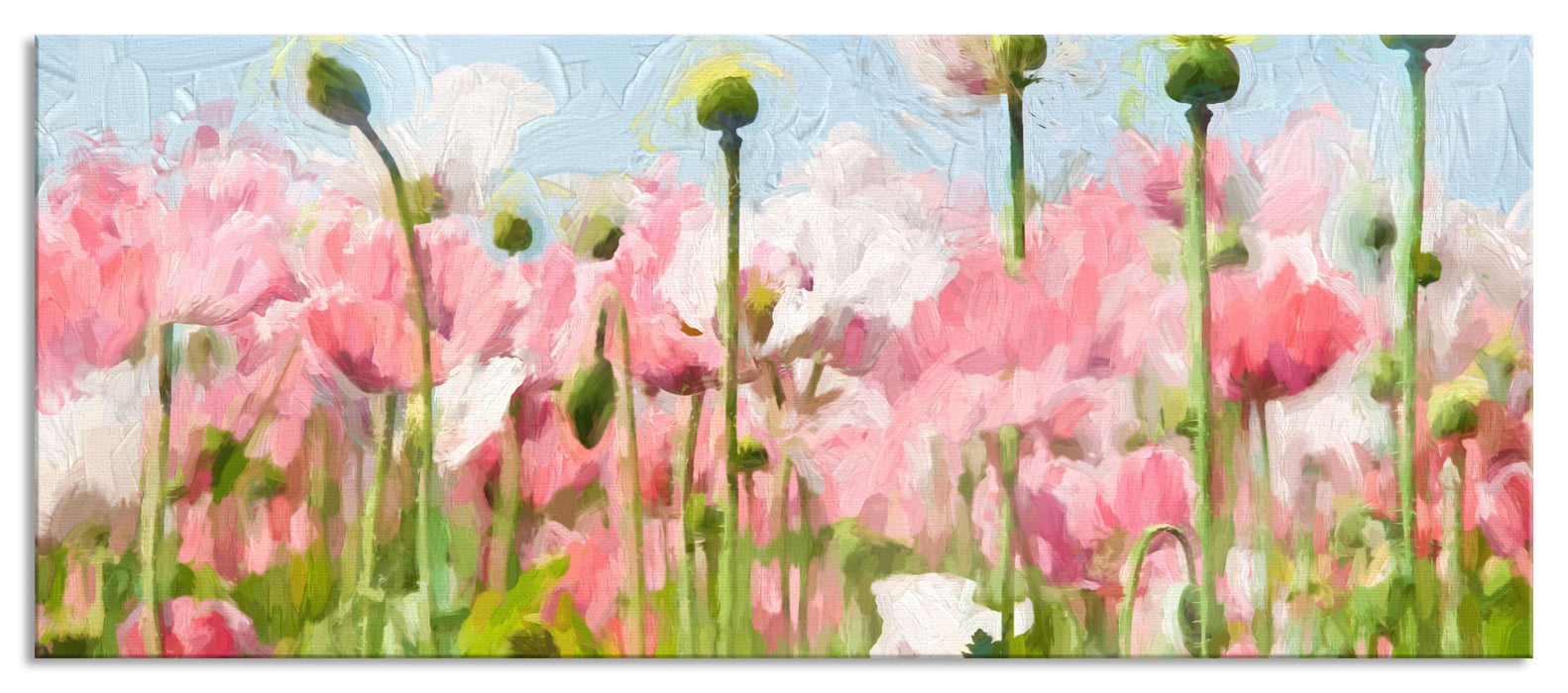 Pixxprint Blumenwiese Mohnblumen, Glasbild Panorama