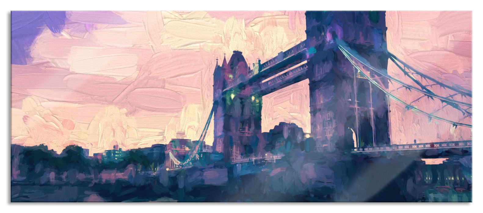 Pixxprint Tower Bridge in London, Glasbild Panorama