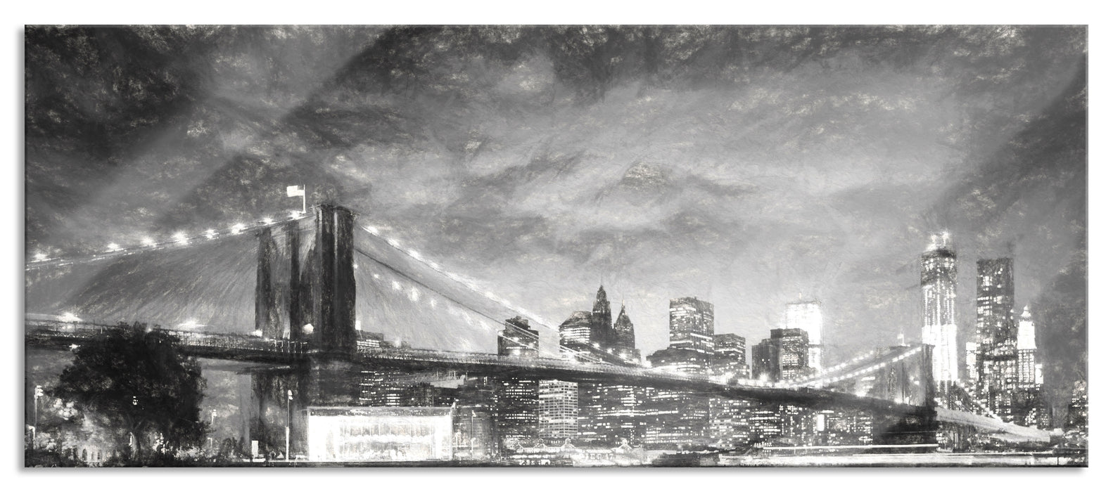 Pixxprint Skyline New York, Glasbild Panorama