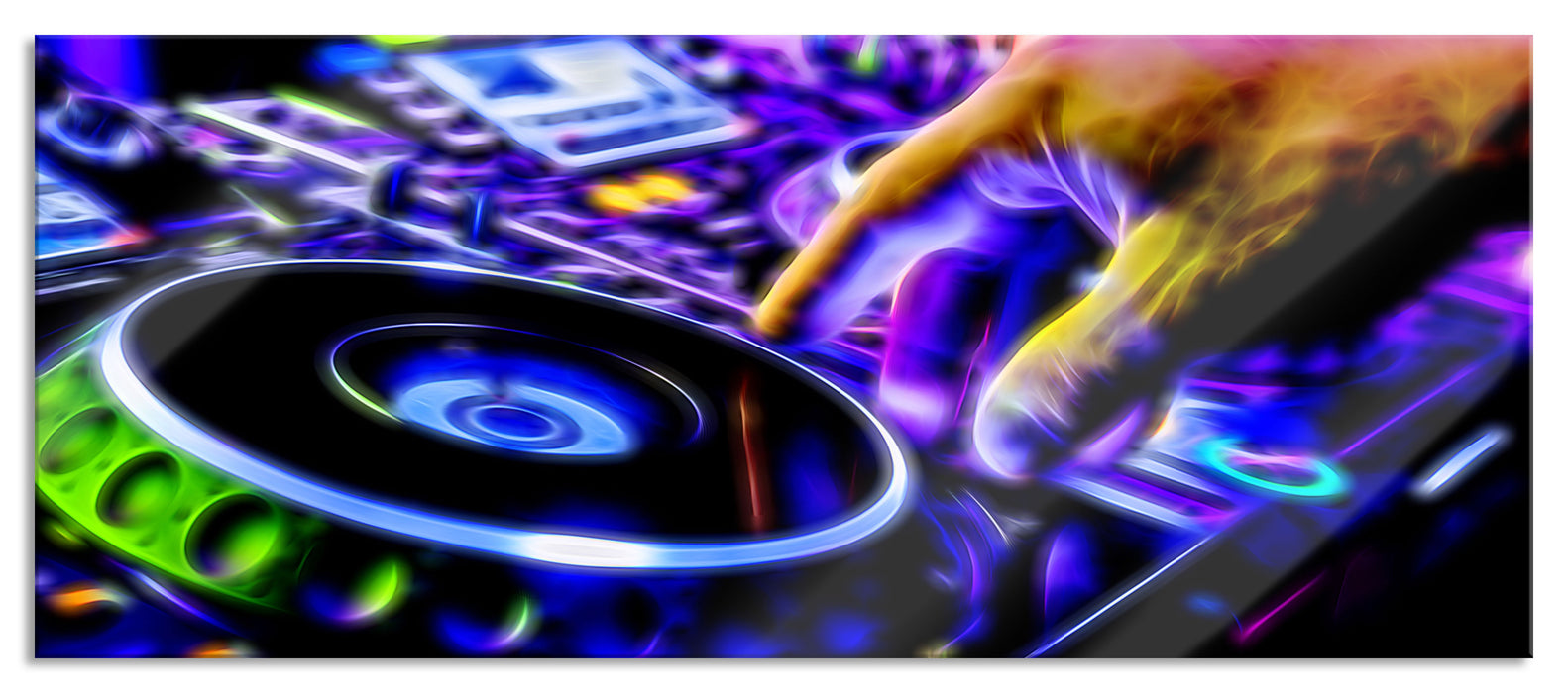 Pixxprint DJ Plattenteller Cool Music, Glasbild Panorama