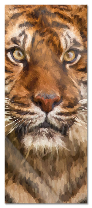 Pixxprint Aufmerksamer Tiger, Glasbild Panorama