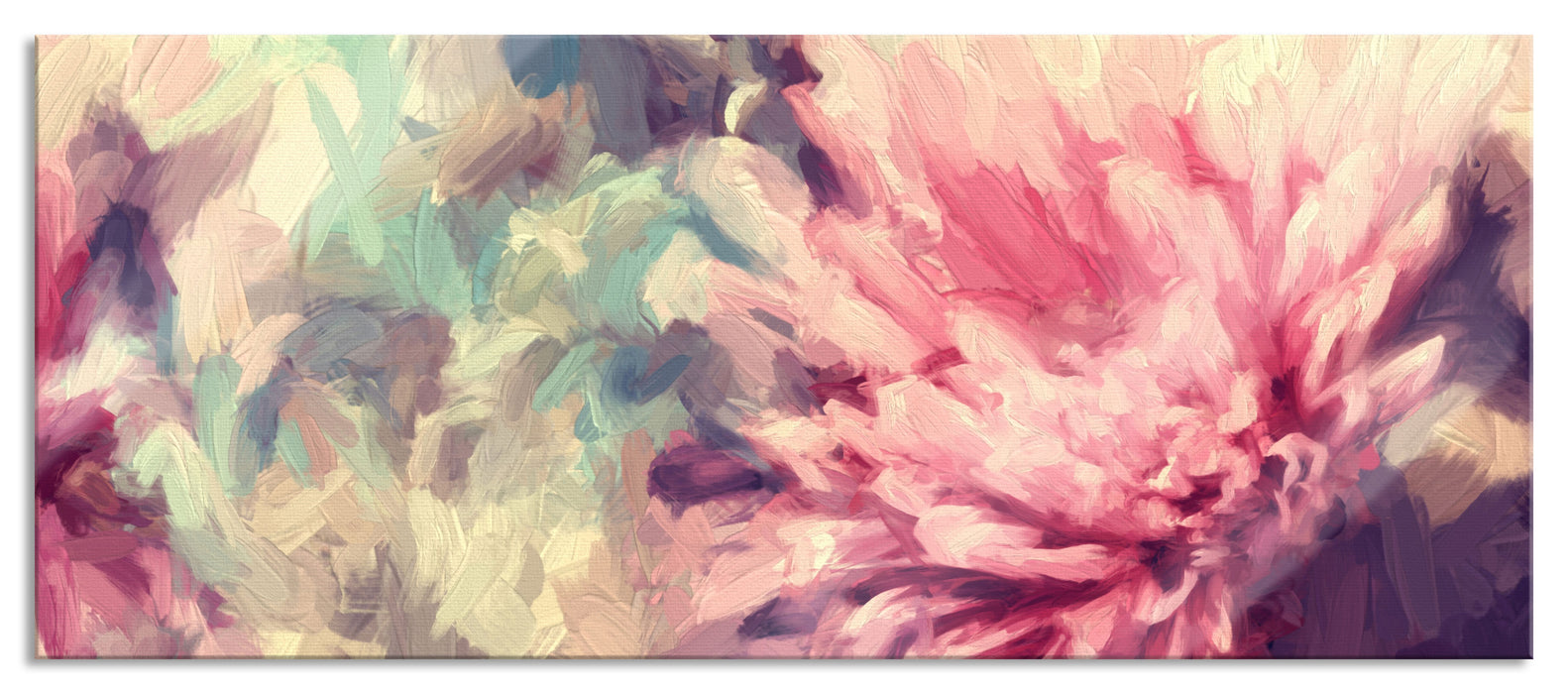 Pixxprint Romantische Blumen, Glasbild Panorama