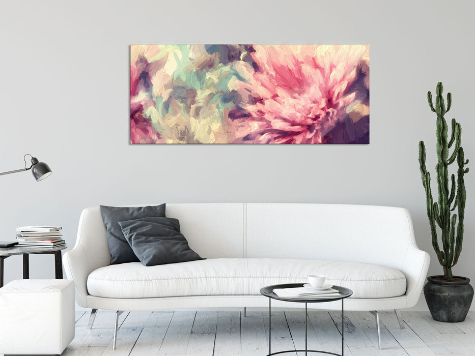 Romantische Blumen, Glasbild Panorama