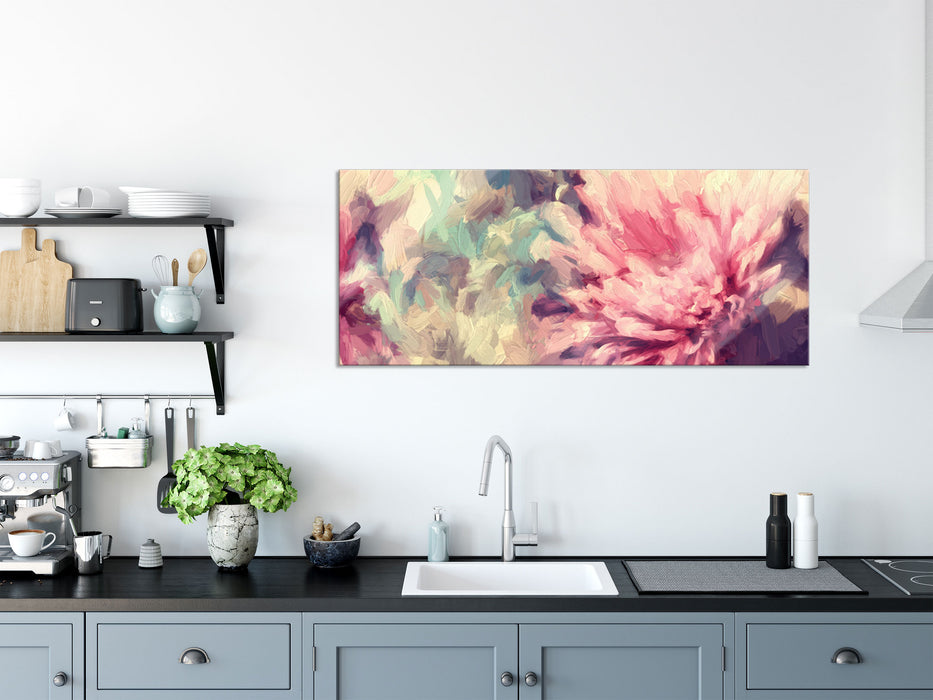 Romantische Blumen, Glasbild Panorama