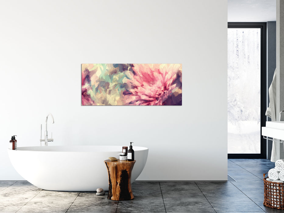 Romantische Blumen, Glasbild Panorama