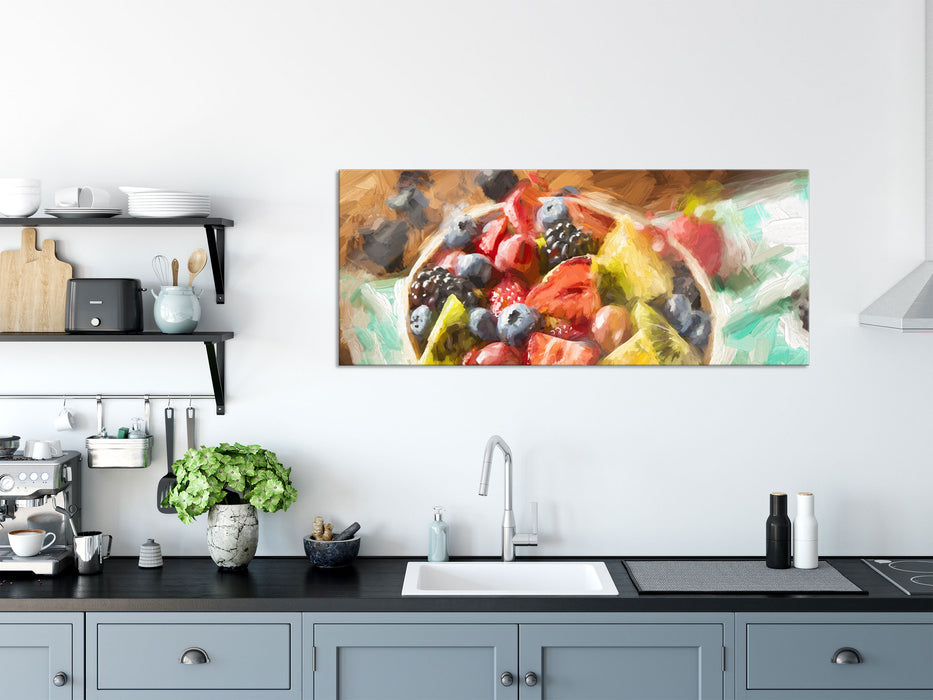 Gesunde Obstvielfalt, Glasbild Panorama